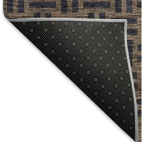 Chocolate And Gray Abstract Geometric Washable Area Rug With UV Protection Photo 6