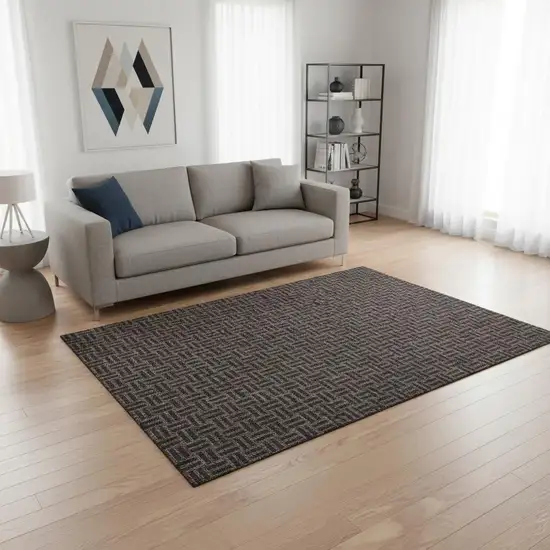 Chocolate And Gray Abstract Geometric Washable Area Rug With UV Protection Photo 2