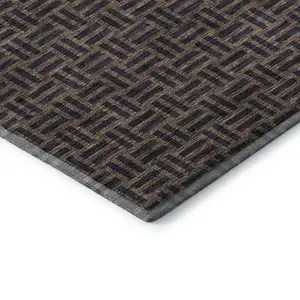 Photo of Chocolate And Gray Abstract Geometric Washable Area Rug With UV Protection