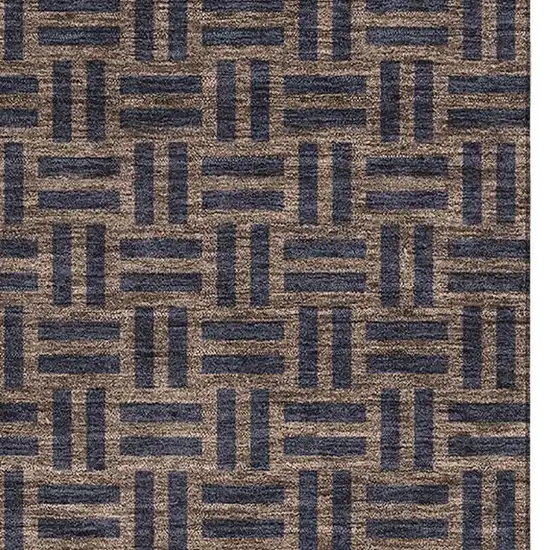 Chocolate And Gray Abstract Geometric Washable Area Rug With UV Protection Photo 2