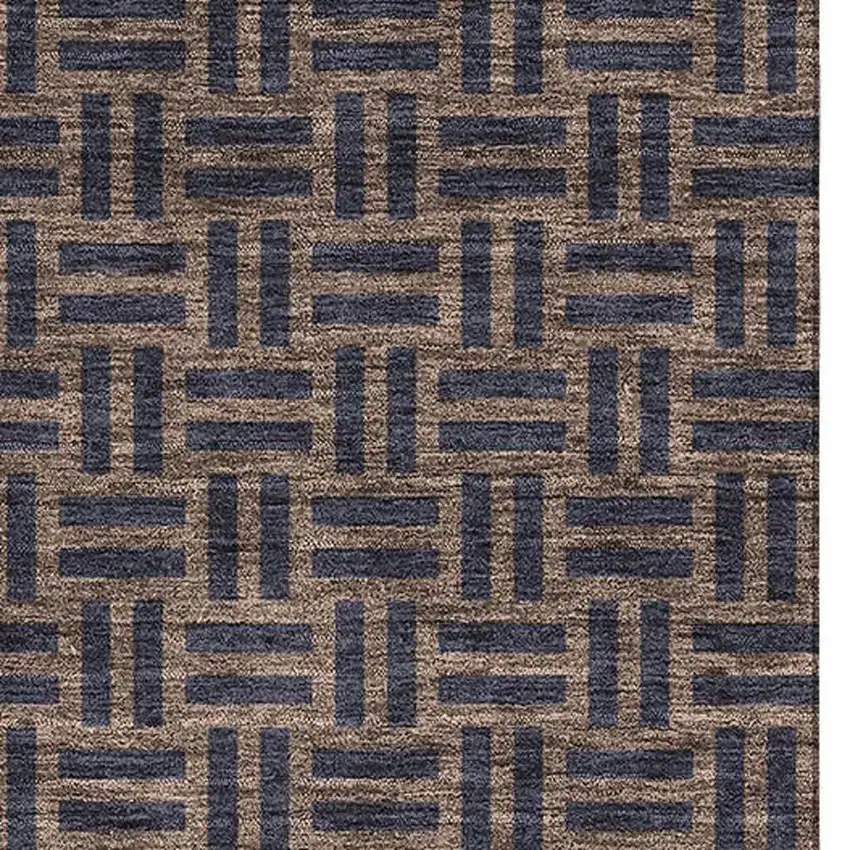 Chocolate And Gray Abstract Geometric Washable Area Rug With UV Protection Photo 2