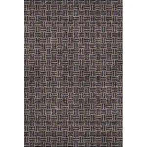 Photo of Chocolate And Gray Abstract Geometric Washable Area Rug With UV Protection