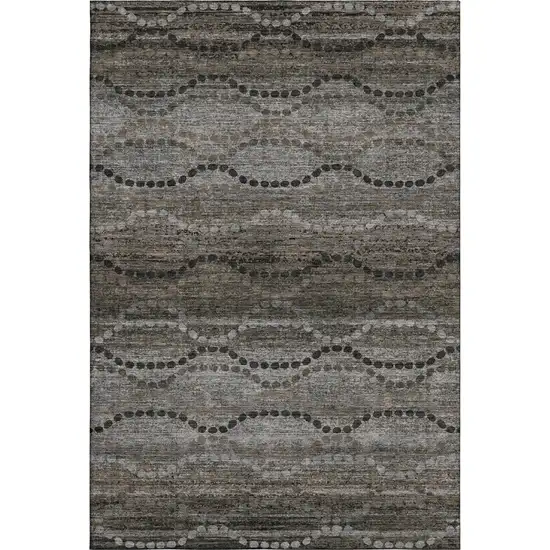 Chocolate And Gray Abstract Geometric Washable Area Rug With UV Protection Photo 1