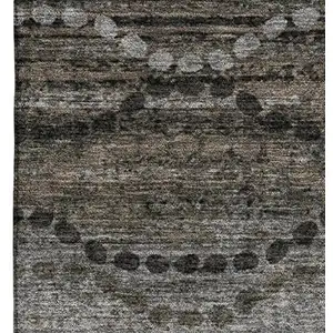 Photo of Chocolate And Gray Abstract Geometric Washable Area Rug With UV Protection