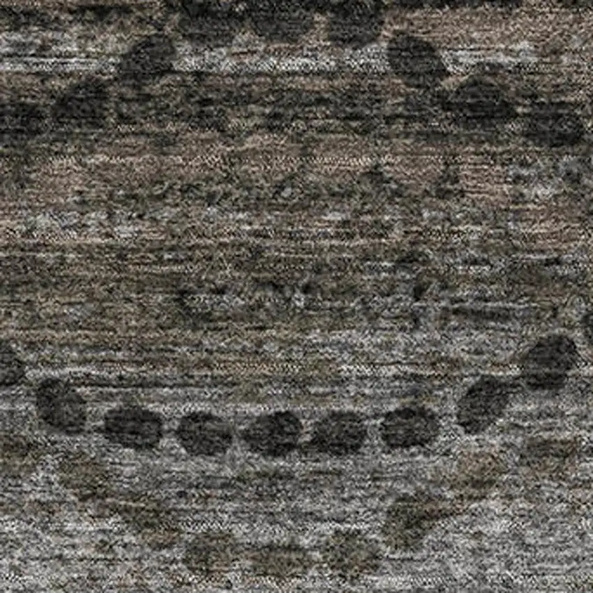 Chocolate And Gray Abstract Geometric Washable Area Rug With UV Protection Photo 3