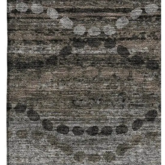 Chocolate And Gray Abstract Geometric Washable Area Rug With UV Protection Photo 4