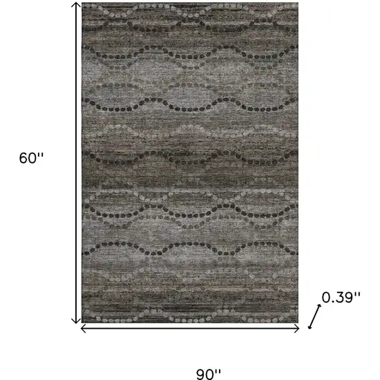 Chocolate And Gray Abstract Geometric Washable Area Rug With UV Protection Photo 9
