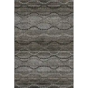 Photo of Chocolate And Gray Abstract Geometric Washable Area Rug With UV Protection