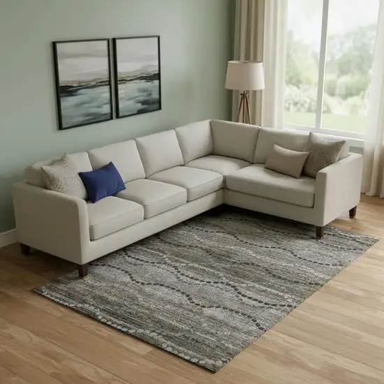 Chocolate And Gray Abstract Geometric Washable Area Rug With UV Protection Photo 2