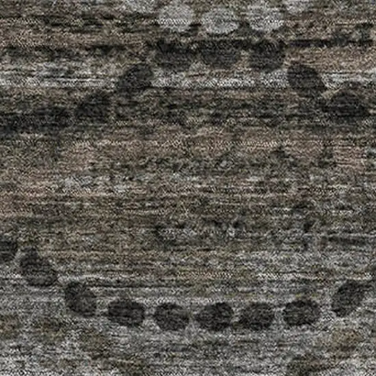 Chocolate And Gray Abstract Geometric Washable Area Rug With UV Protection Photo 3