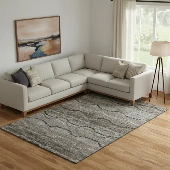 Chocolate And Gray Abstract Geometric Washable Area Rug With UV Protection Photo 2