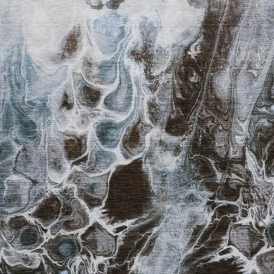 Chocolate And Gray Abstract Washable Indoor Outdoor Area Rug Photo 3