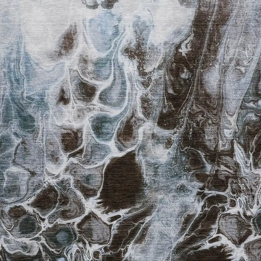 Chocolate And Gray Abstract Washable Indoor Outdoor Area Rug Photo 3