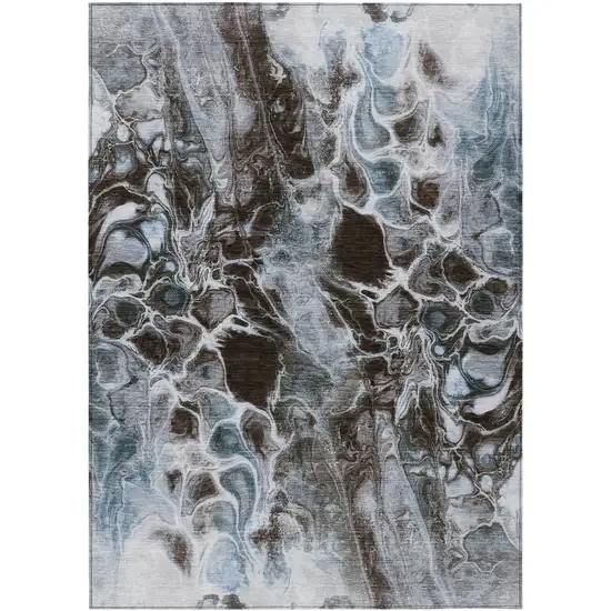 Chocolate And Gray Abstract Washable Indoor Outdoor Area Rug Photo 8