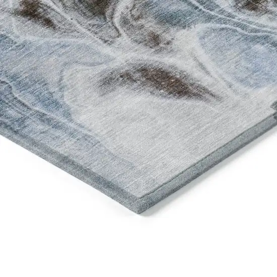 Chocolate And Gray Abstract Washable Indoor Outdoor Area Rug Photo 9