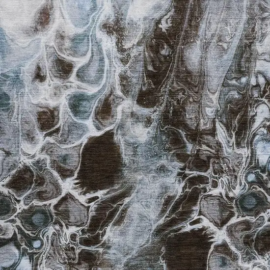 Chocolate And Gray Abstract Washable Indoor Outdoor Area Rug Photo 3