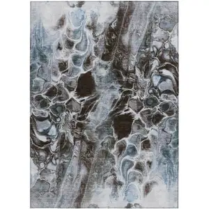 Photo of Chocolate And Gray Abstract Washable Indoor Outdoor Area Rug