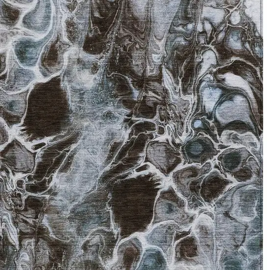 Chocolate And Gray Abstract Washable Indoor Outdoor Area Rug Photo 3