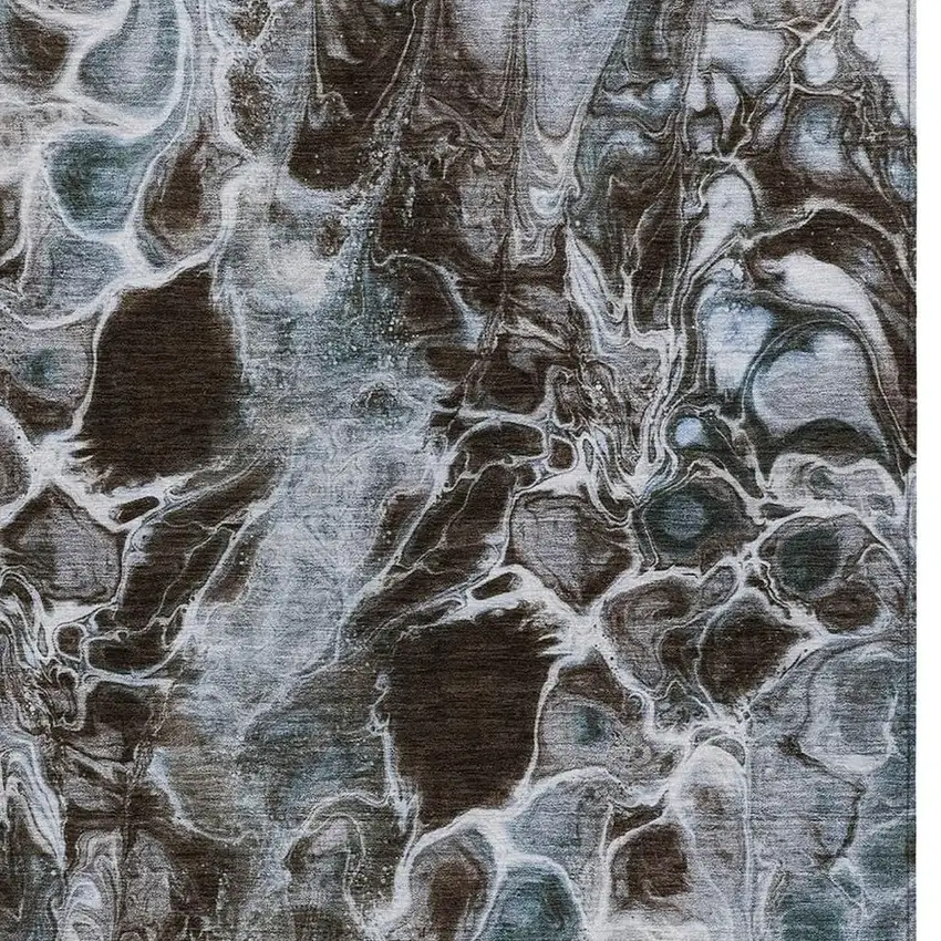 Chocolate And Gray Abstract Washable Indoor Outdoor Area Rug Photo 3