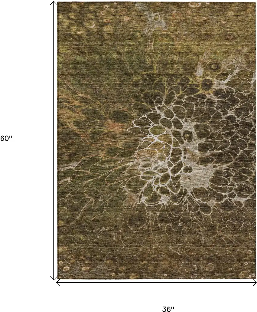 Chocolate And Gray Abstract Washable Indoor Outdoor Area Rug Photo 3
