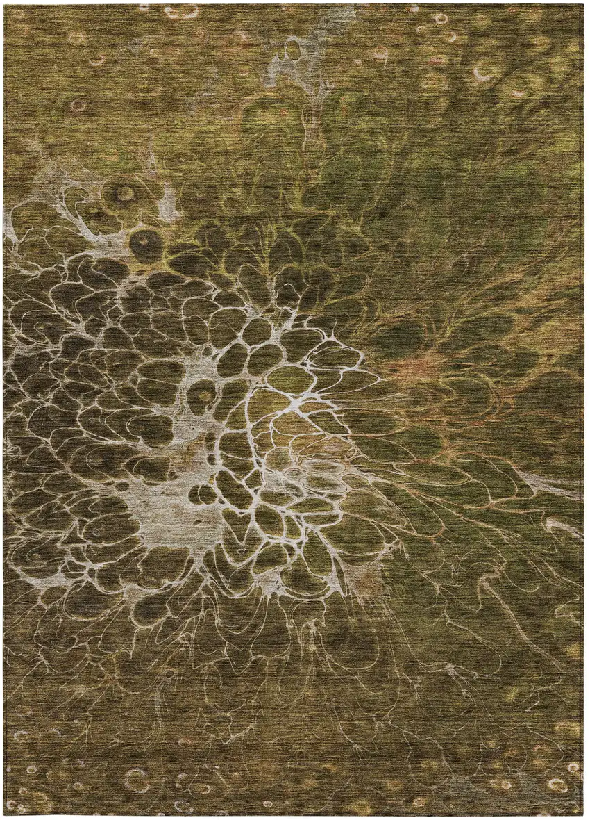 Chocolate And Gray Abstract Washable Indoor Outdoor Area Rug Photo 6