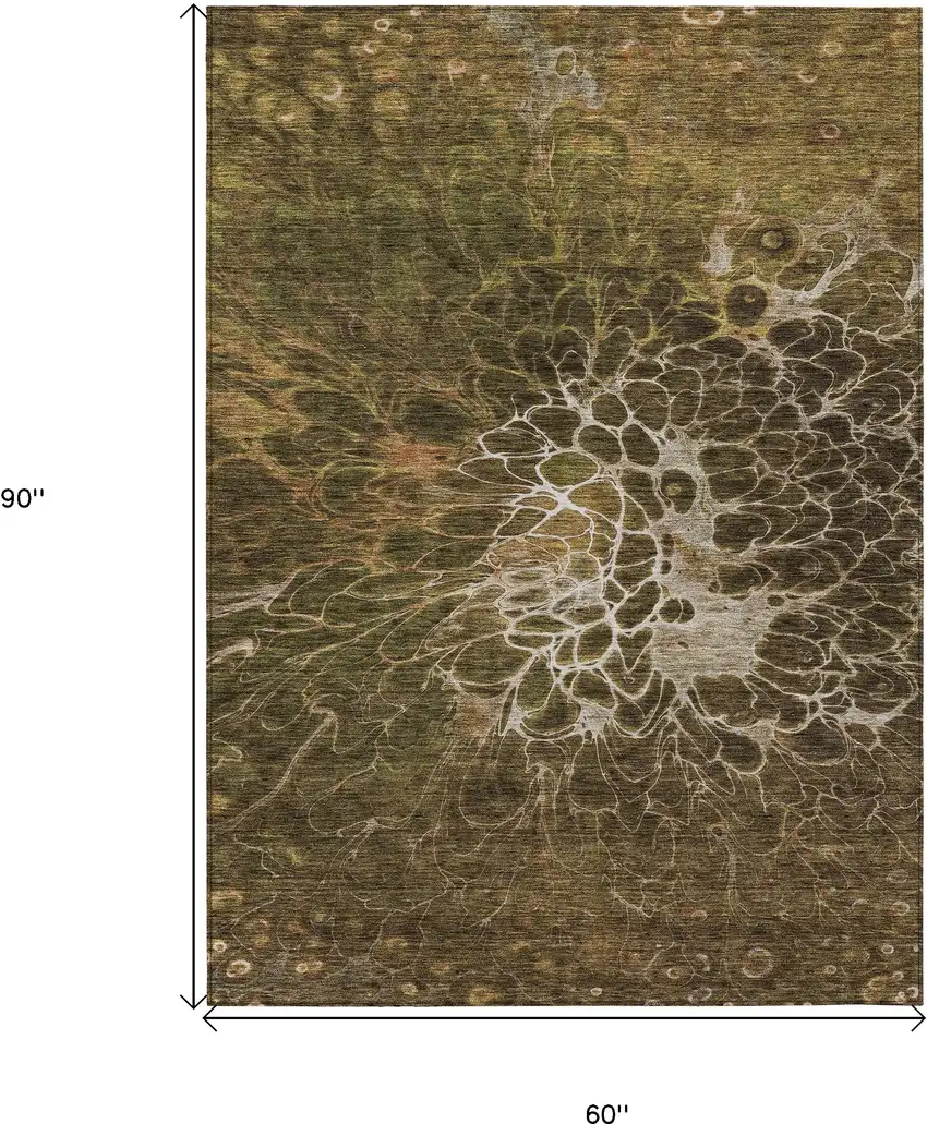Chocolate And Gray Abstract Washable Indoor Outdoor Area Rug Photo 3