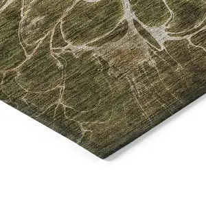 Photo of Chocolate And Gray Abstract Washable Indoor Outdoor Area Rug