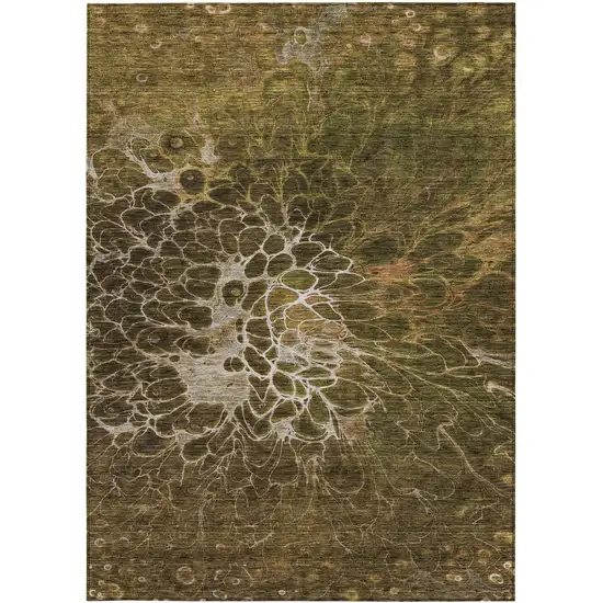 Chocolate And Gray Abstract Washable Indoor Outdoor Area Rug Photo 7
