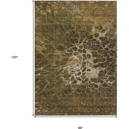 Chocolate And Gray Abstract Washable Indoor Outdoor Area Rug Photo 3