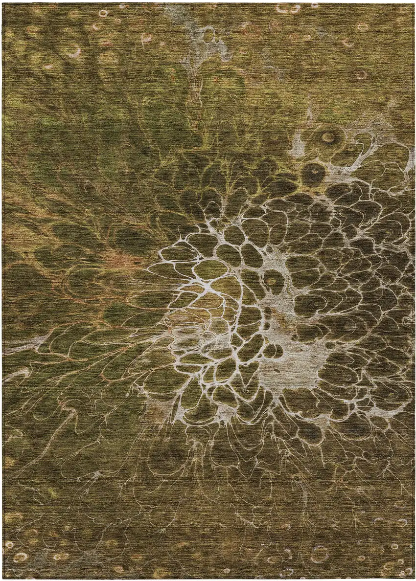 Chocolate And Gray Abstract Washable Indoor Outdoor Area Rug Photo 2