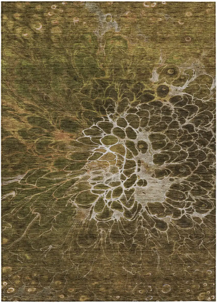 Chocolate And Gray Abstract Washable Indoor Outdoor Area Rug Photo 2
