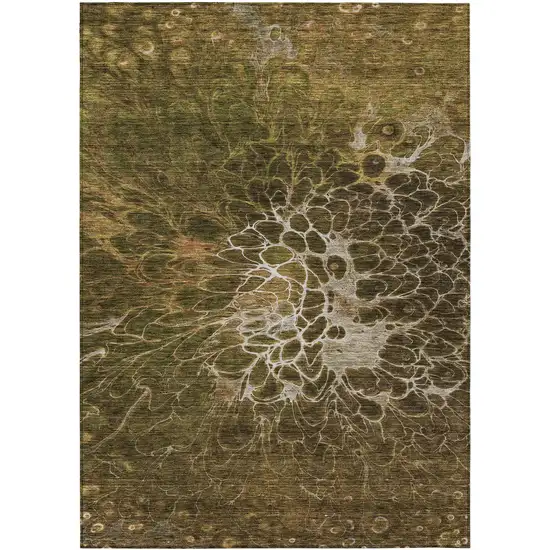 Chocolate And Gray Abstract Washable Indoor Outdoor Area Rug Photo 2