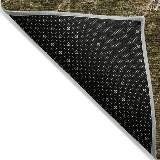 Chocolate And Gray Abstract Washable Indoor Outdoor Area Rug Photo 4