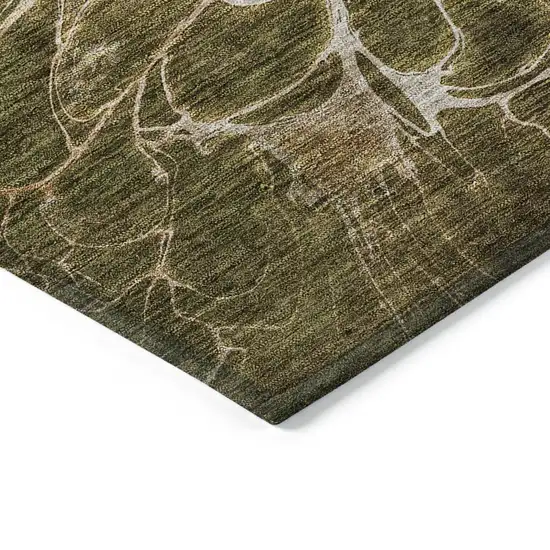 Chocolate And Gray Abstract Washable Indoor Outdoor Area Rug Photo 5