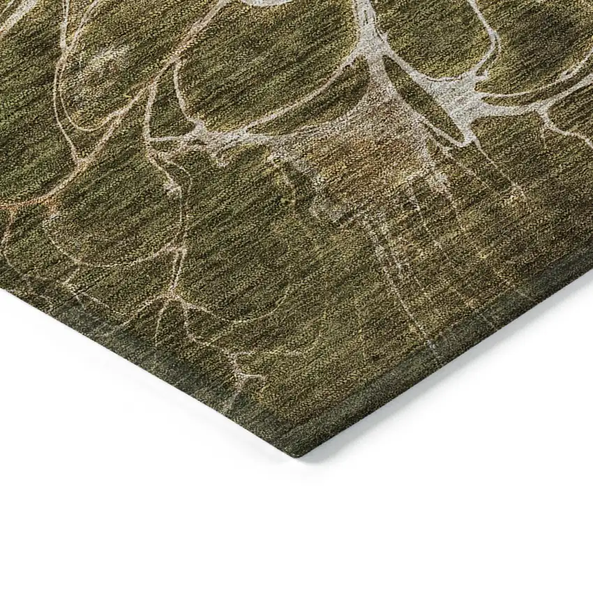 Chocolate And Gray Abstract Washable Indoor Outdoor Area Rug Photo 5