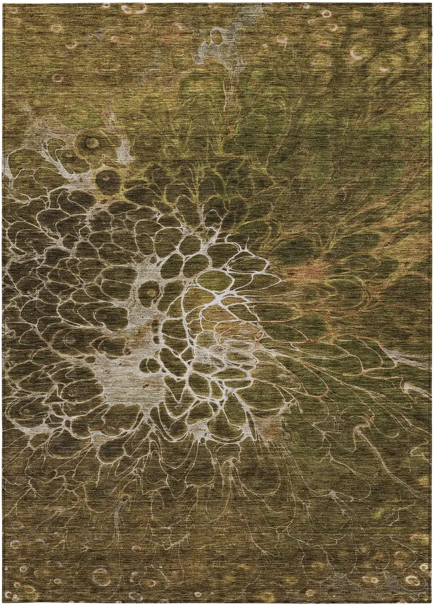 Chocolate And Gray Abstract Washable Indoor Outdoor Area Rug Photo 7