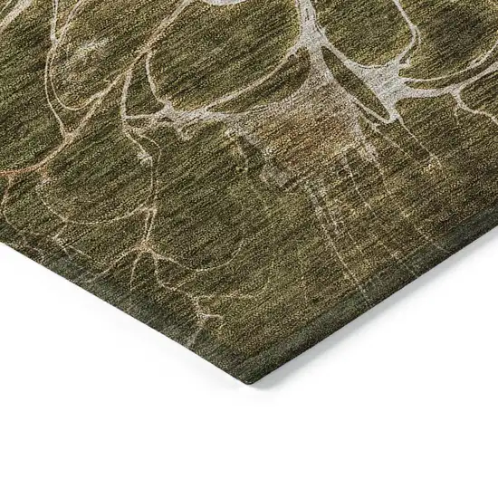 Chocolate And Gray Abstract Washable Indoor Outdoor Area Rug Photo 5