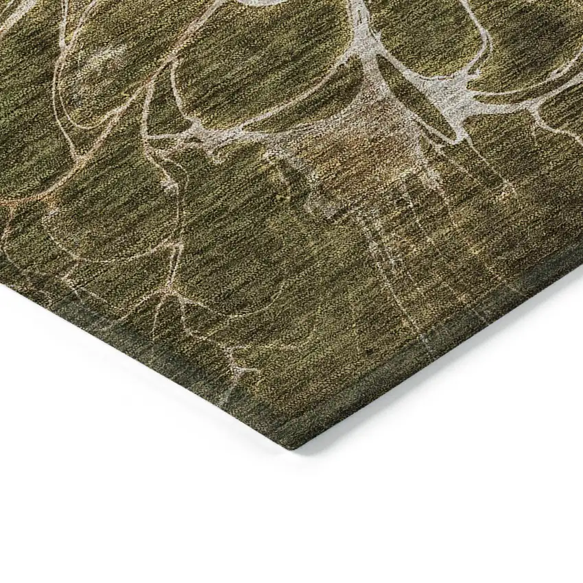 Chocolate And Gray Abstract Washable Indoor Outdoor Area Rug Photo 5