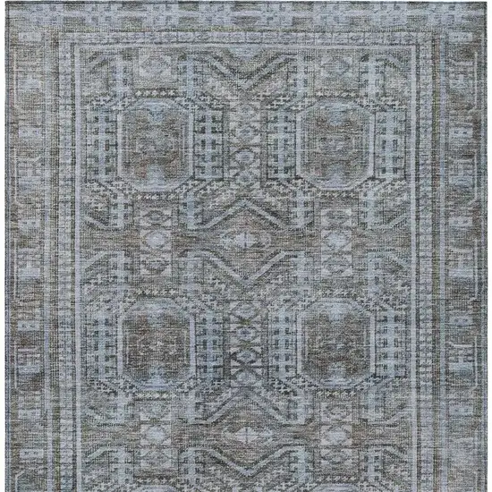 Chocolate And Gray Geometric Washable Indoor Outdoor Area Rug Photo 3