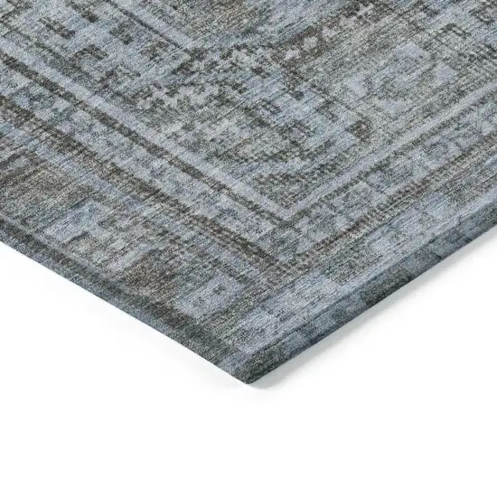 Chocolate And Gray Geometric Washable Indoor Outdoor Area Rug Photo 9
