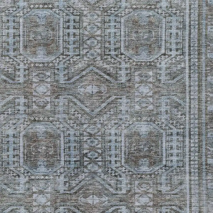 Chocolate And Gray Geometric Washable Indoor Outdoor Area Rug Photo 4