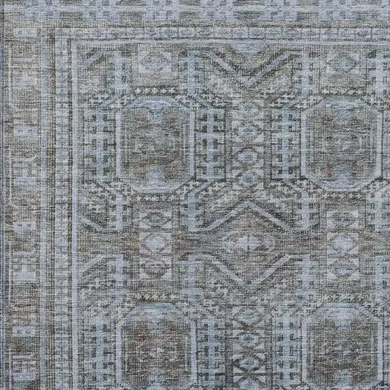 Chocolate And Gray Geometric Washable Indoor Outdoor Area Rug Photo 4