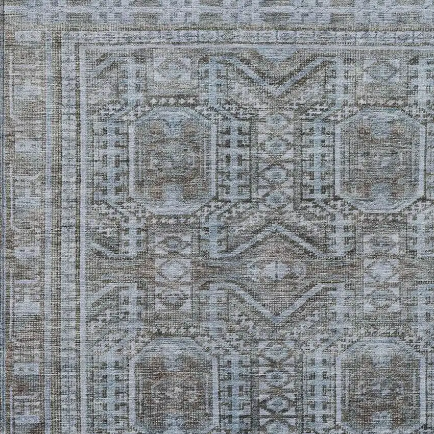 Chocolate And Gray Geometric Washable Indoor Outdoor Area Rug Photo 4