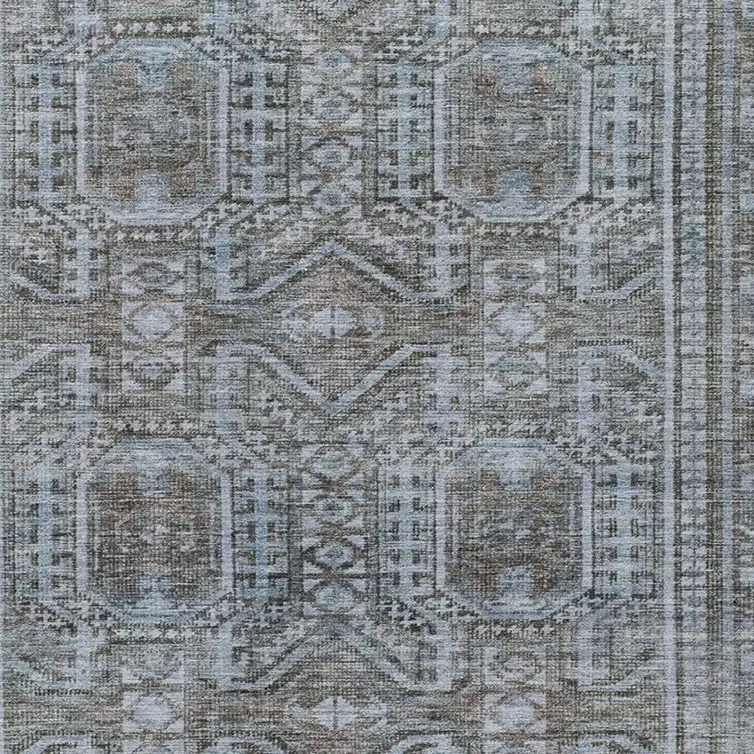 Chocolate And Gray Geometric Washable Indoor Outdoor Area Rug Photo 4