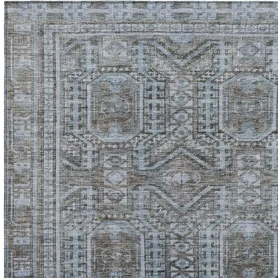 Chocolate And Gray Geometric Washable Indoor Outdoor Area Rug Photo 4