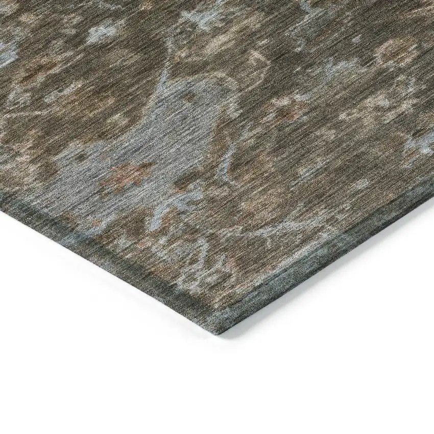 Chocolate And Gray Medallion Washable Indoor Outdoor Area Rug Photo 5