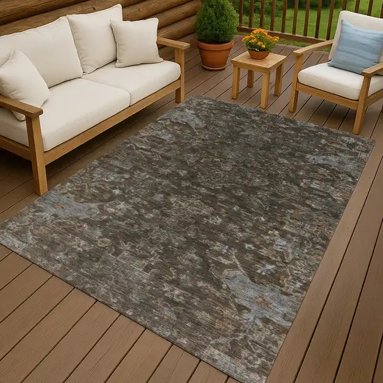 Chocolate And Gray Medallion Washable Indoor Outdoor Area Rug Photo 9