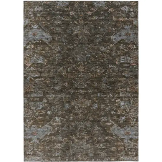 Chocolate And Gray Medallion Washable Indoor Outdoor Area Rug Photo 2