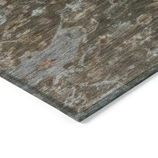 Chocolate And Gray Medallion Washable Indoor Outdoor Area Rug Photo 5
