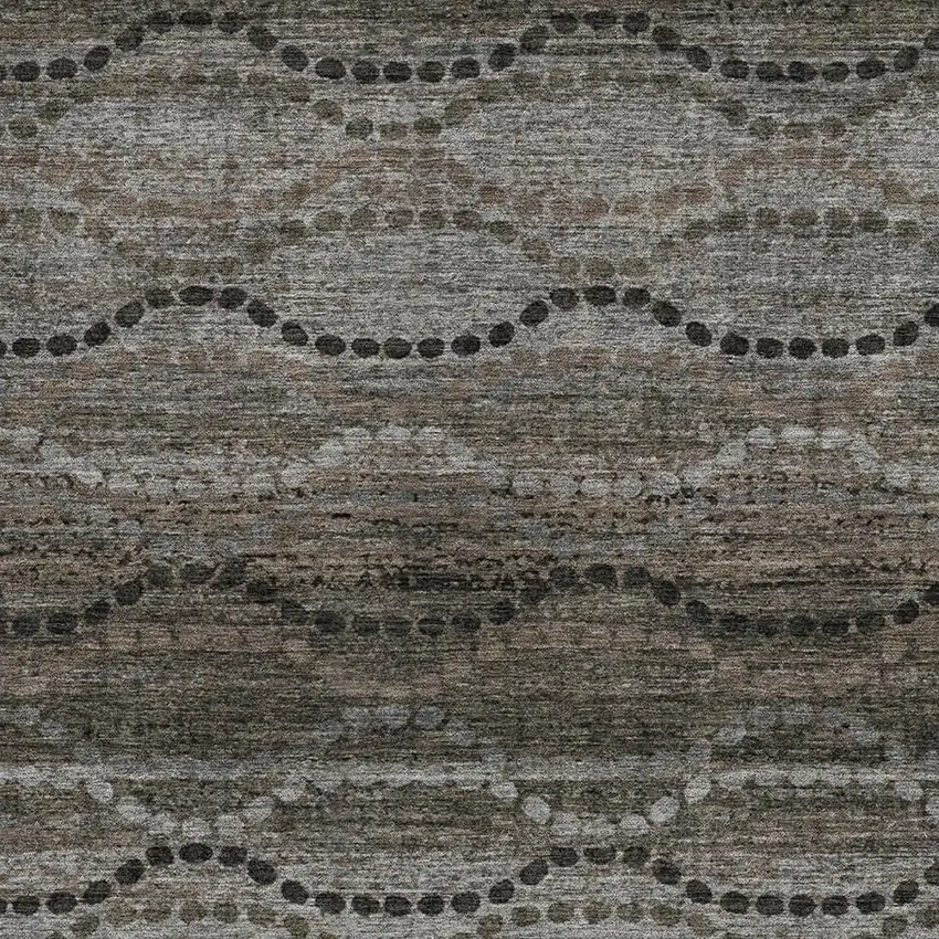 Chocolate And Gray Ogee Washable Indoor Outdoor Area Rug Photo 3